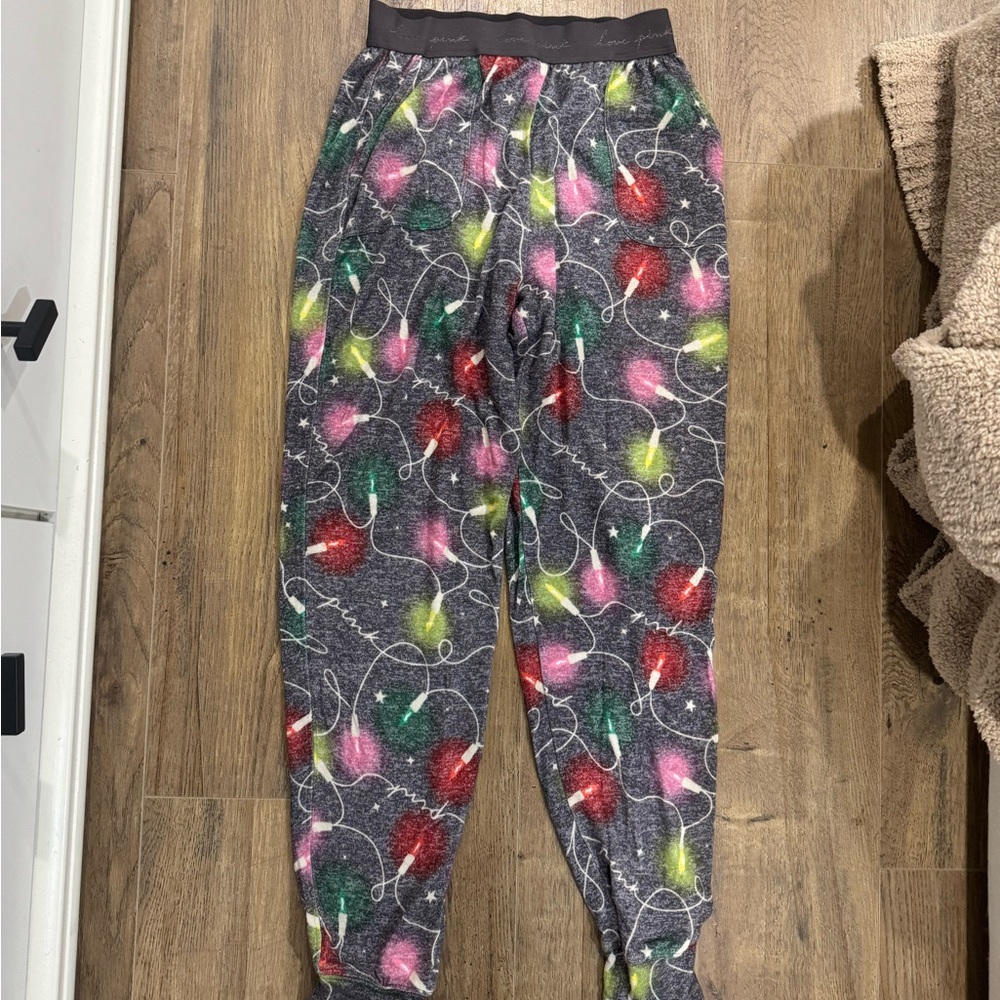 PINK Victoria's Secret Festive Light Pattern Joggers